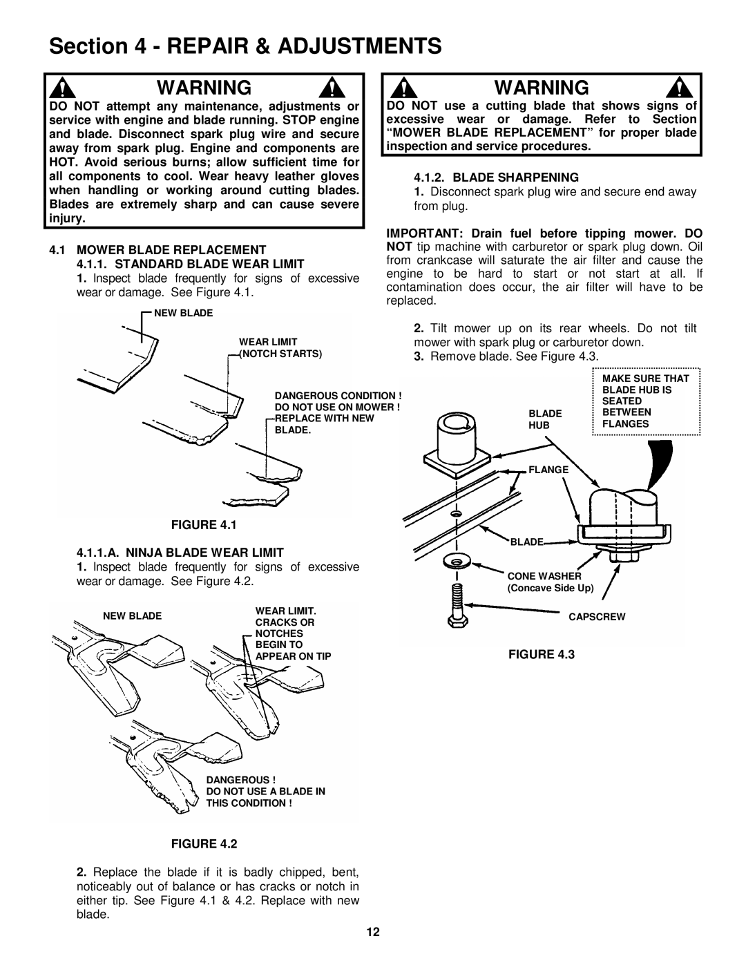 Snapper EP2167517BV, ERP2167517BV Repair & Adjustments, Mower Blade Replacement 4.1.1. Standard Blade Wear Limit 