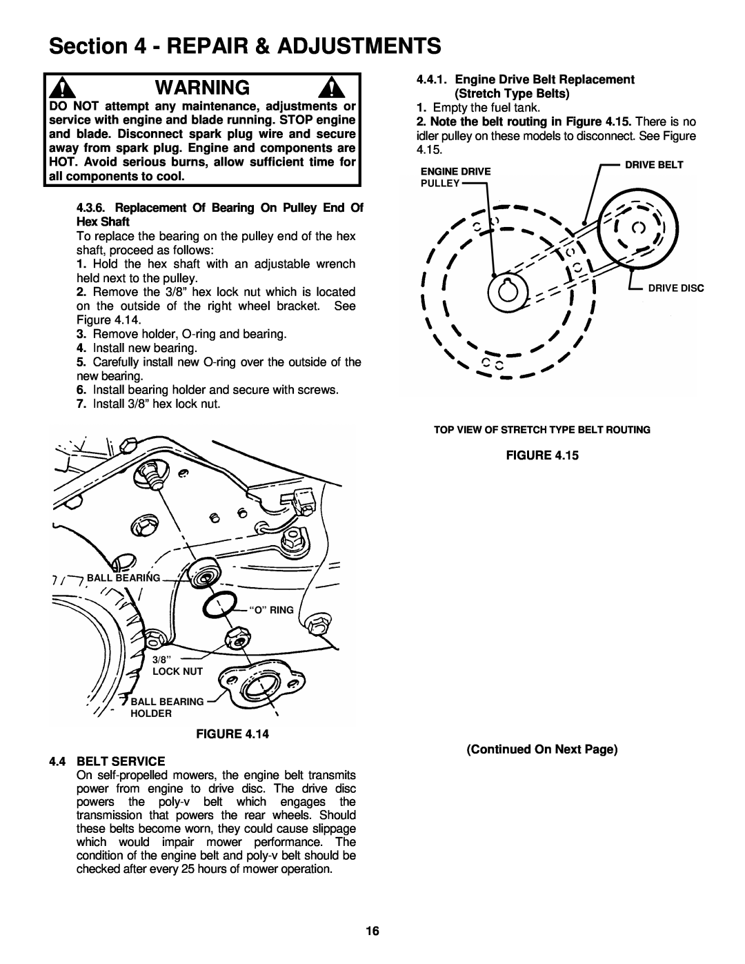 Snapper EP2167517BV important safety instructions Repair & Adjustments, Empty the fuel tank 