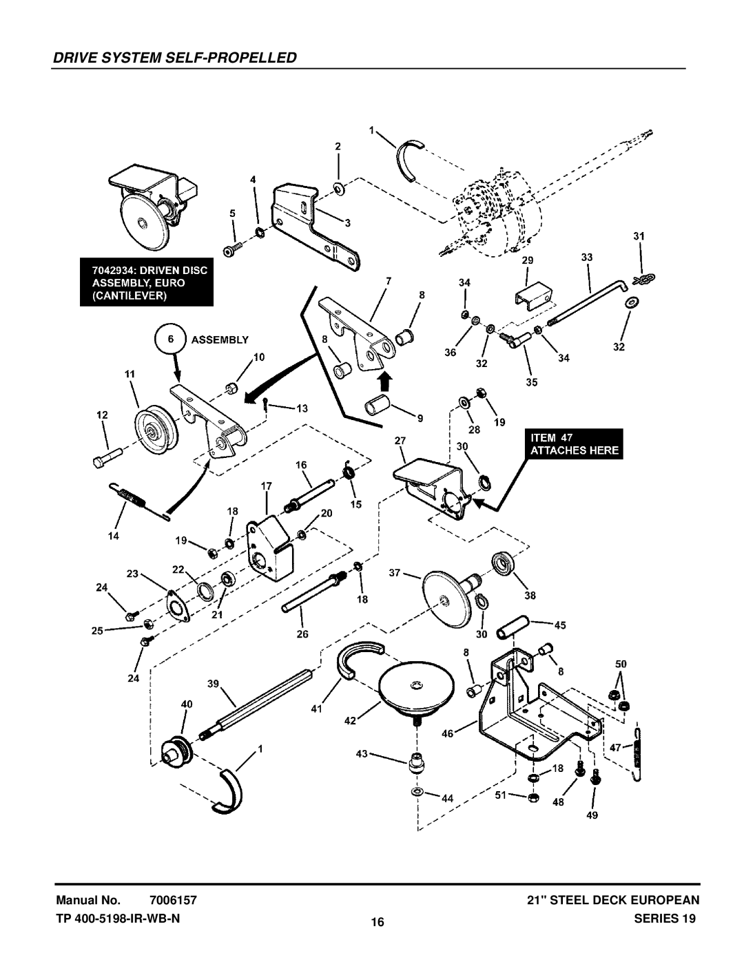 Snapper EP216751BV manual Drive System SELF-PROPELLED 