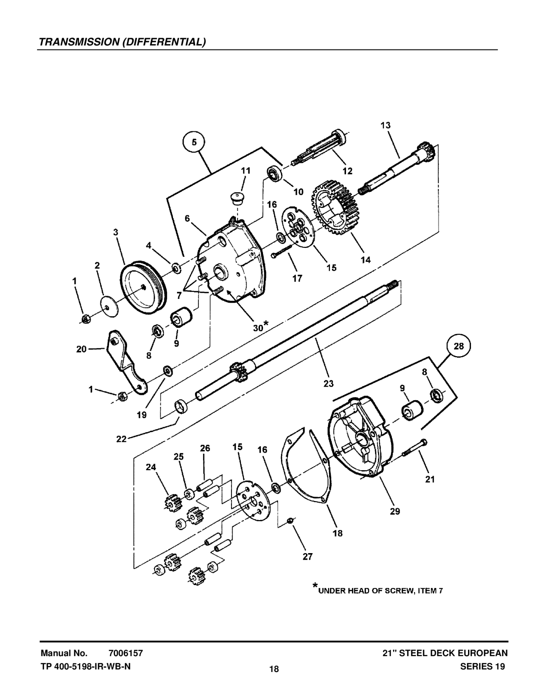 Snapper EP216751BV manual Transmission Differential 