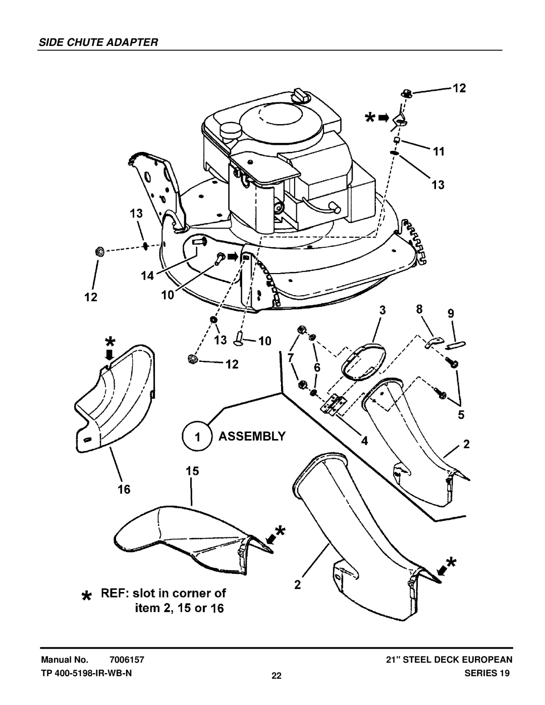 Snapper EP216751BV manual Side Chute Adapter 