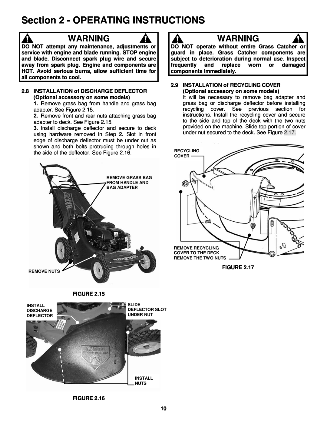 Snapper EP217017BV, EMRP217017B, ERP217017BV important safety instructions Operating Instructions 
