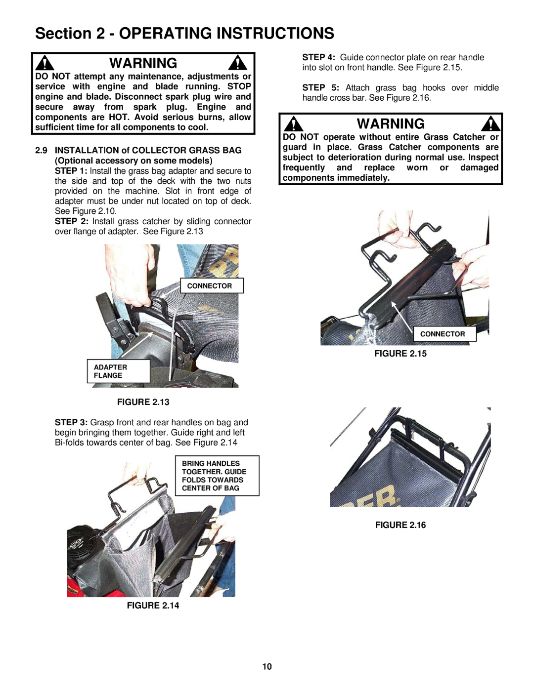 Snapper ERP217018BV, EP217018BV, EP217018BV, ERP217018BV important safety instructions Connector Adapter Flange 