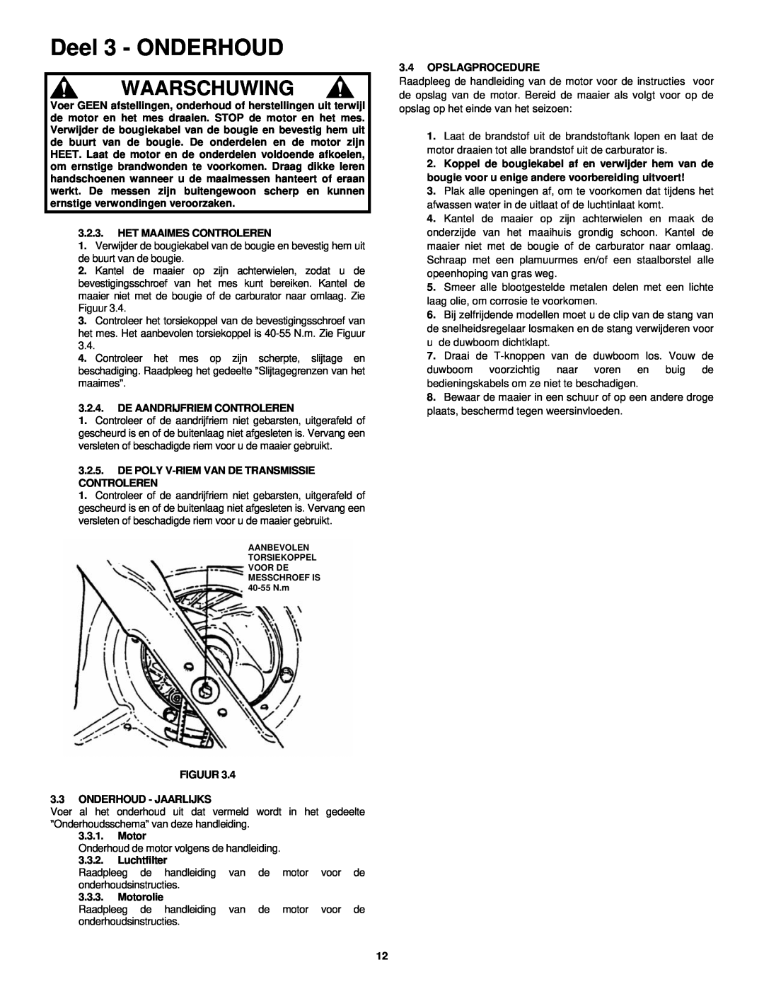 Snapper ERP217019BV manual Deel 3 - ONDERHOUD, Waarschuwing, Het Maaimes Controleren 