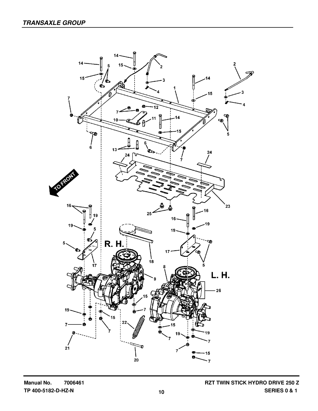 Snapper ERZT185440BVE, ERZT20441BVE2, RZT22500BVE2, RZT22501BVE2 manual Transaxle Group 