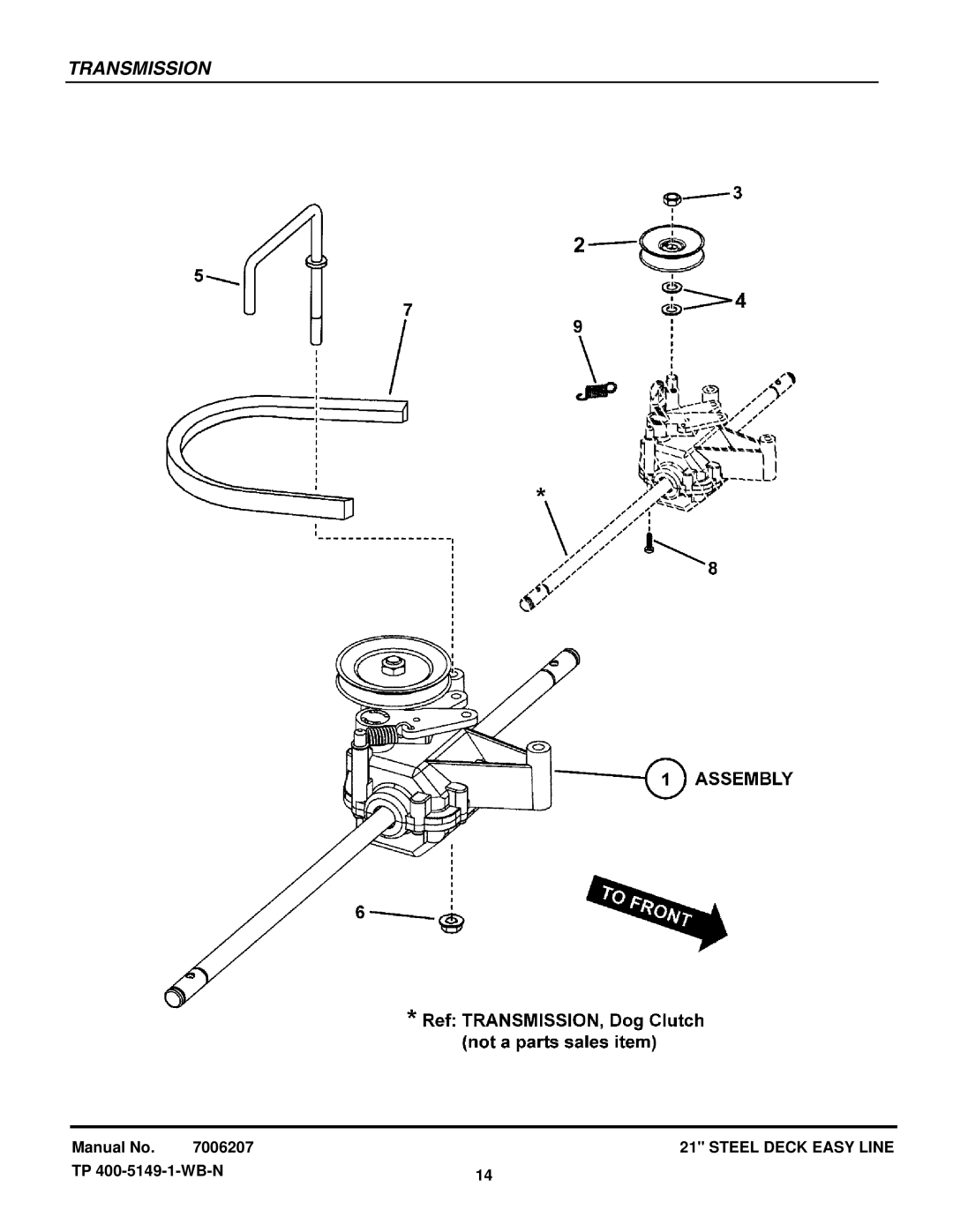 Snapper ESPV211 manual Transmission 