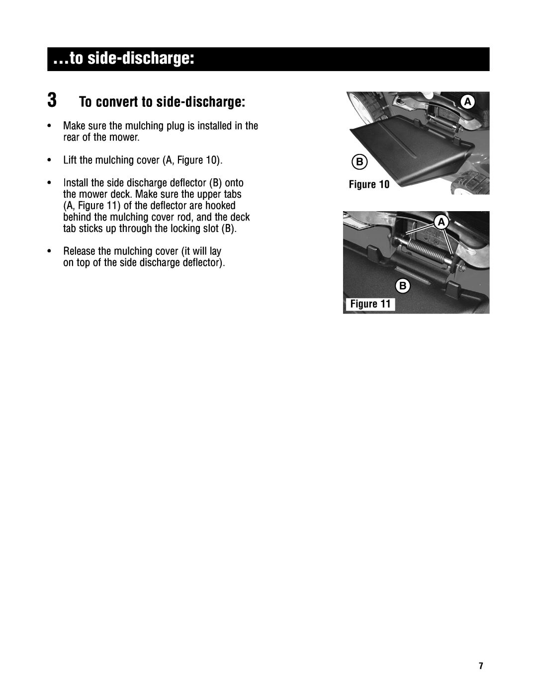 Snapper ESPV21675 manual To convert to side-discharge, A B Figure 