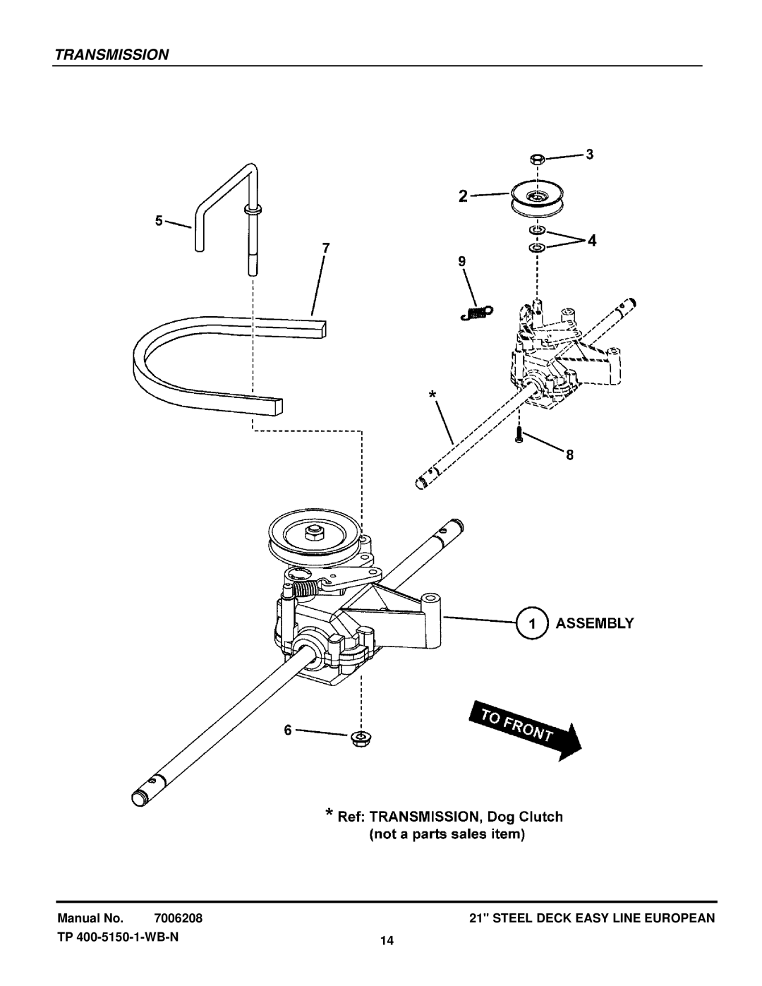 Snapper ESPV21S, ESPV211S manual Transmission 