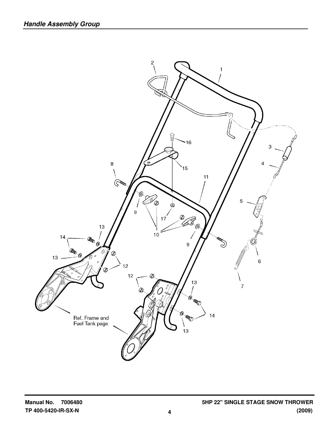 Snapper ESS5220E manual Handle Assembly Group 