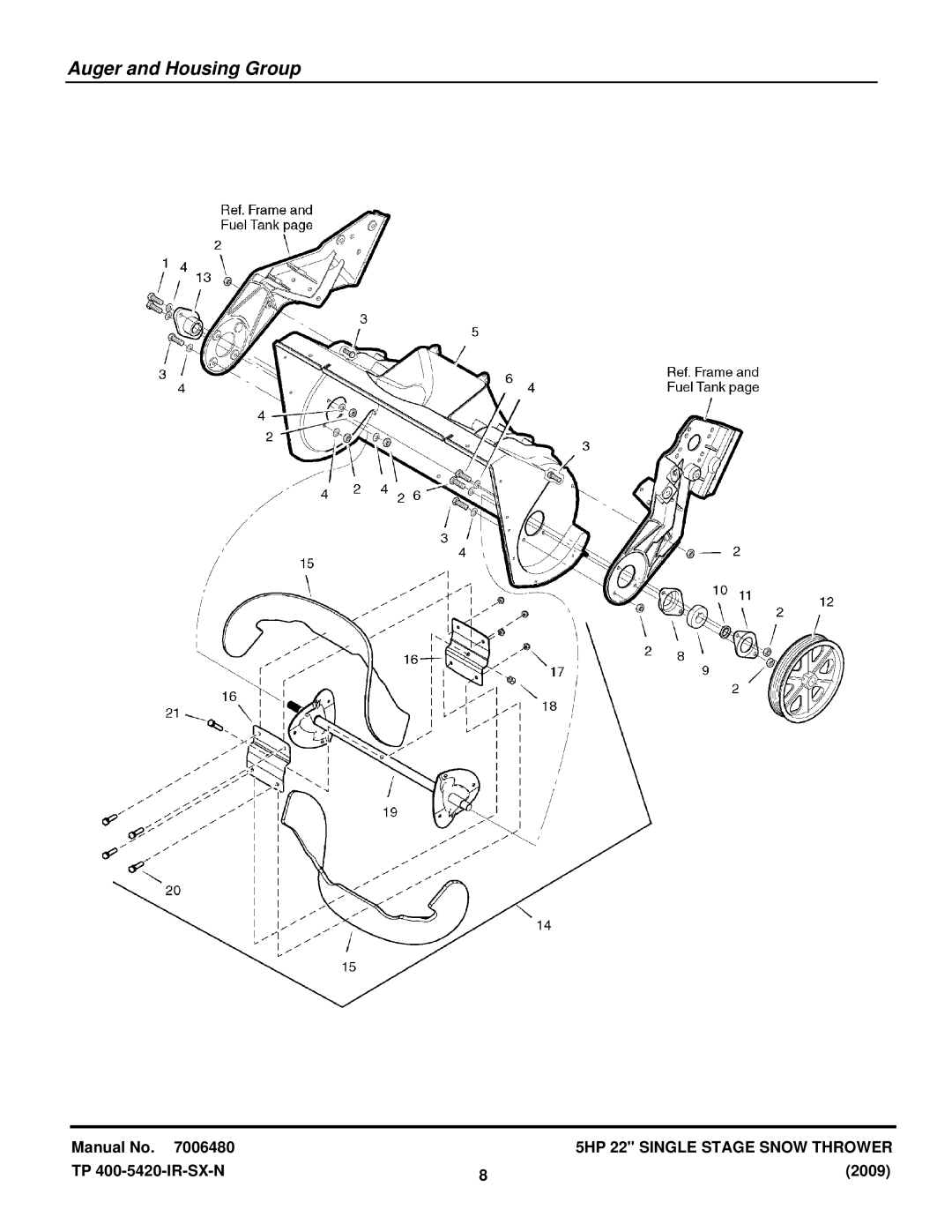 Snapper ESS5220E manual Auger and Housing Group 