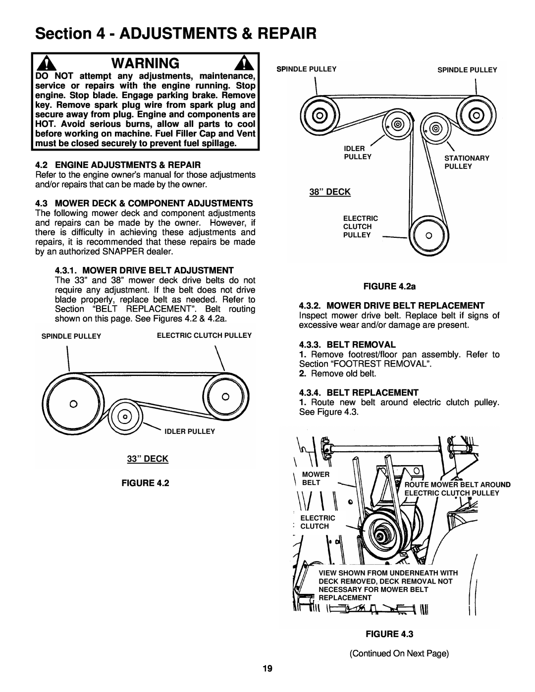 Snapper ESZT18336BVE Adjustments & Repair, Remove old belt, Route new belt around electric clutch pulley. See Figure 