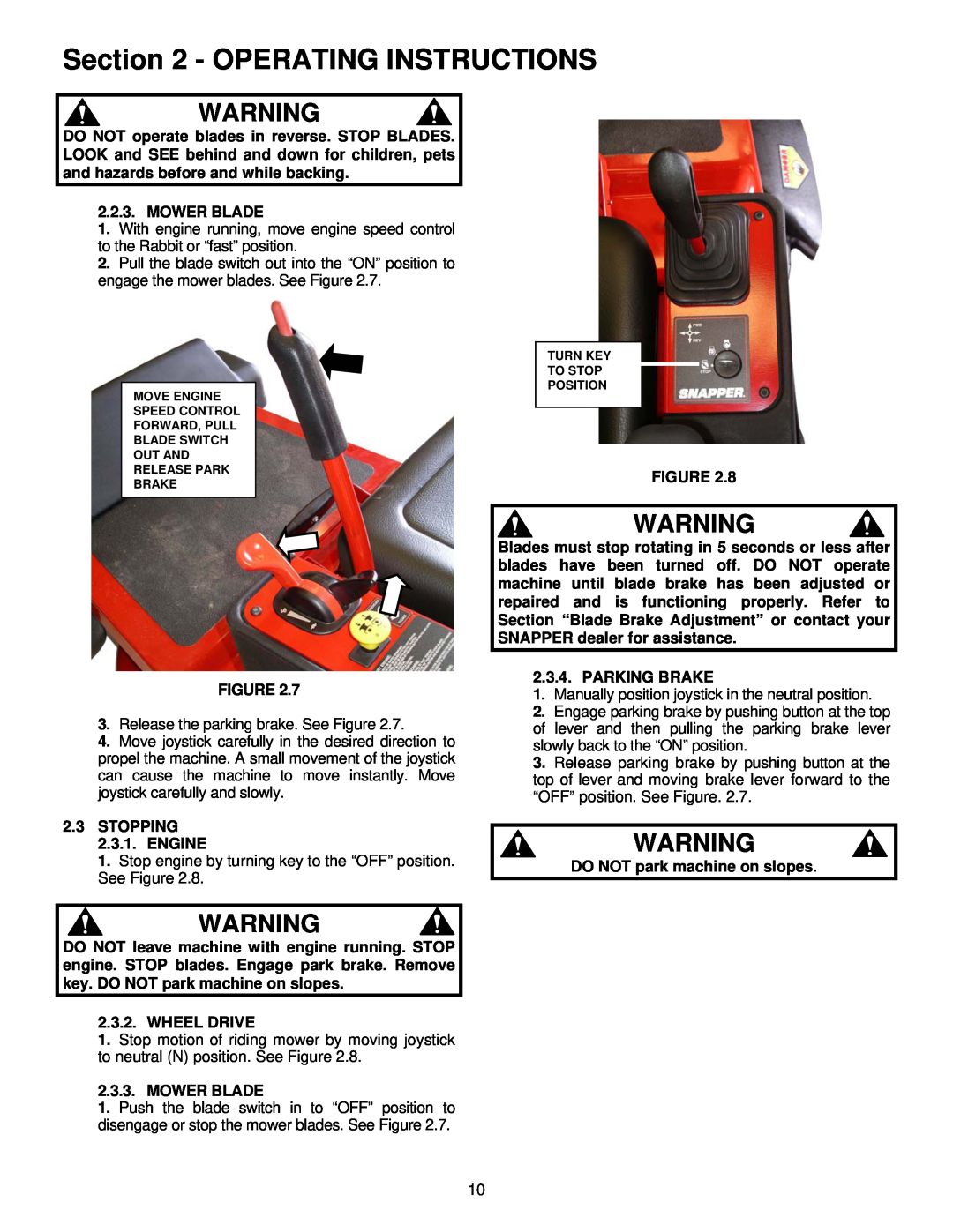 Snapper EYZ16335BVE important safety instructions Operating Instructions, Mower Blade 