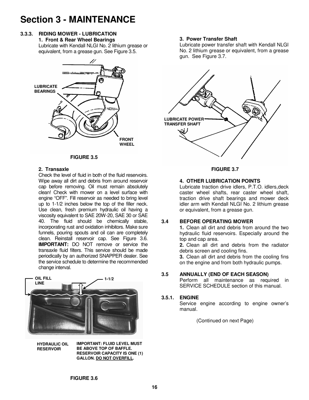 Snapper EZF2100DKU, EZF2300GKU, EZF5200M, EZF6100M Riding Mower Lubrication, Other Lubrication Points 