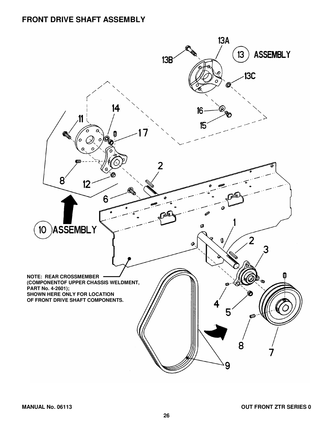 Snapper EZF2100DKU, EZF6100M, EZF5200M, ZF2300GKU manual Front Drive Shaft Assembly 