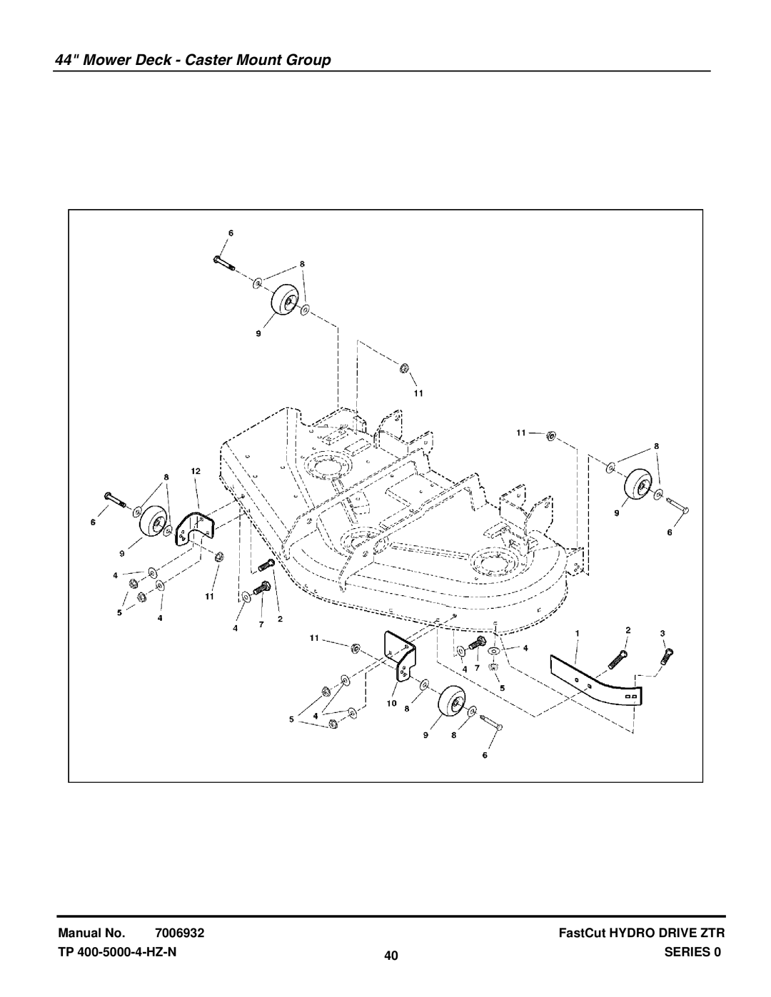 Snapper EZT20500BV, ZT18440KH manual Mower Deck Caster Mount Group 