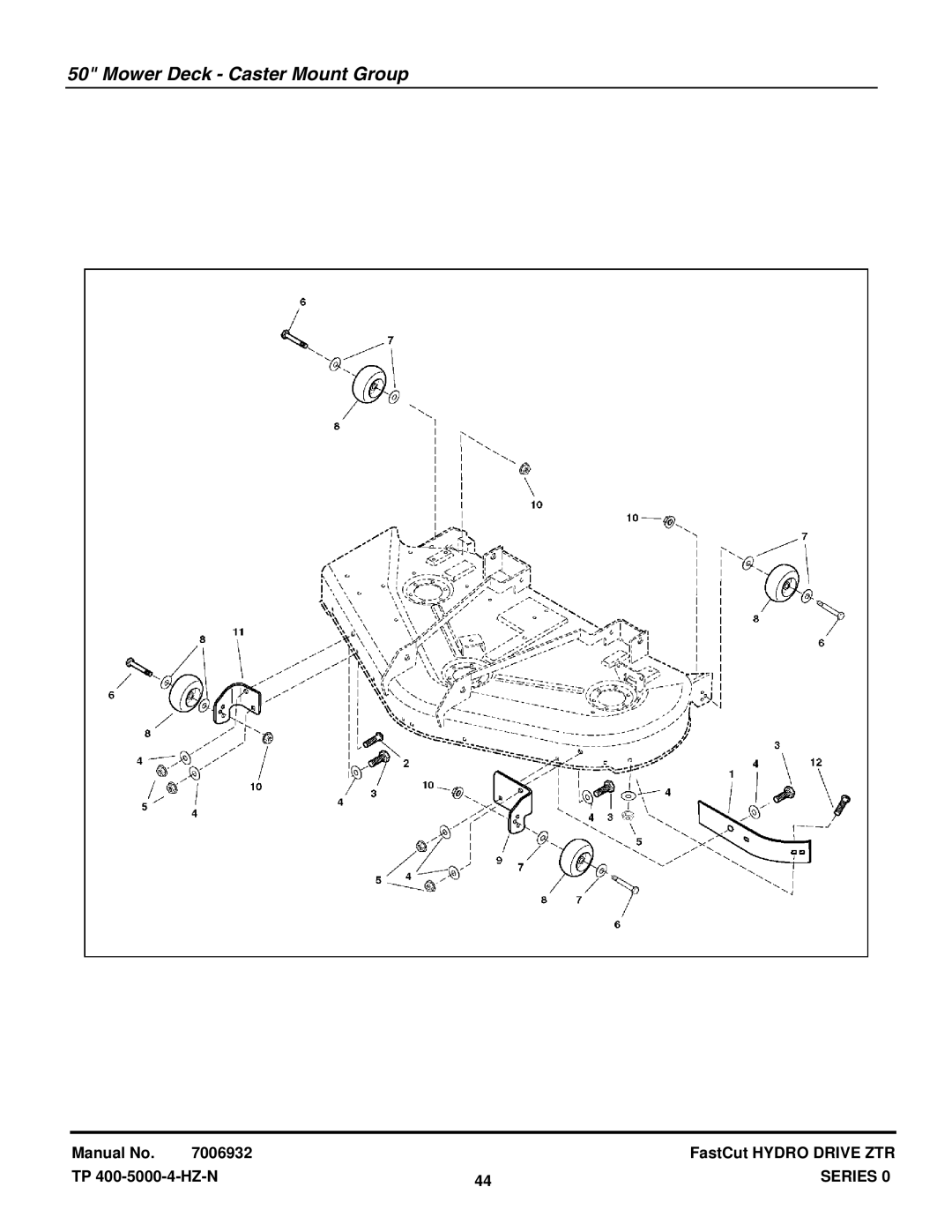 Snapper ZT18440KH, EZT20500BV manual Mower Deck Caster Mount Group 