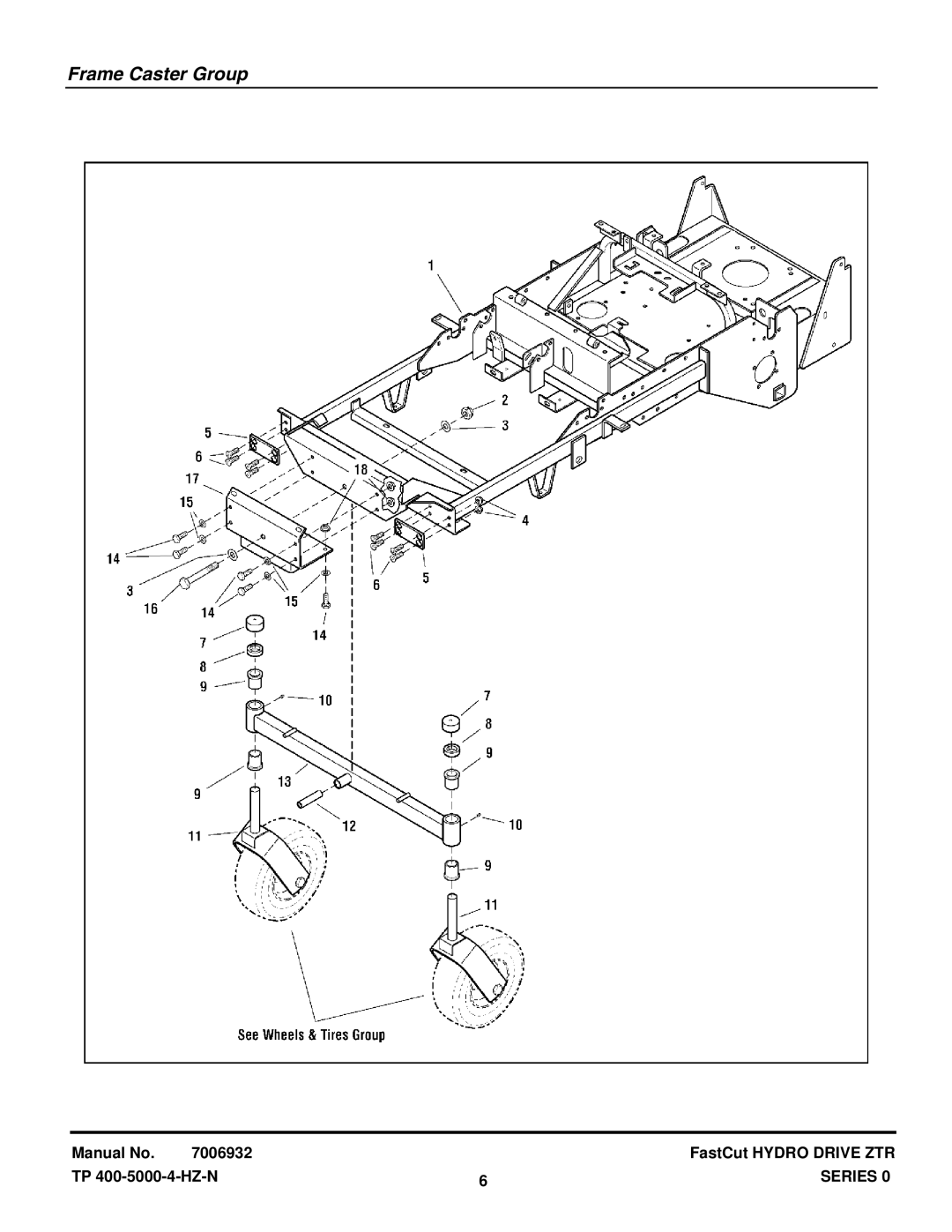 Snapper EZT20500BV, ZT18440KH manual Frame Caster Group 