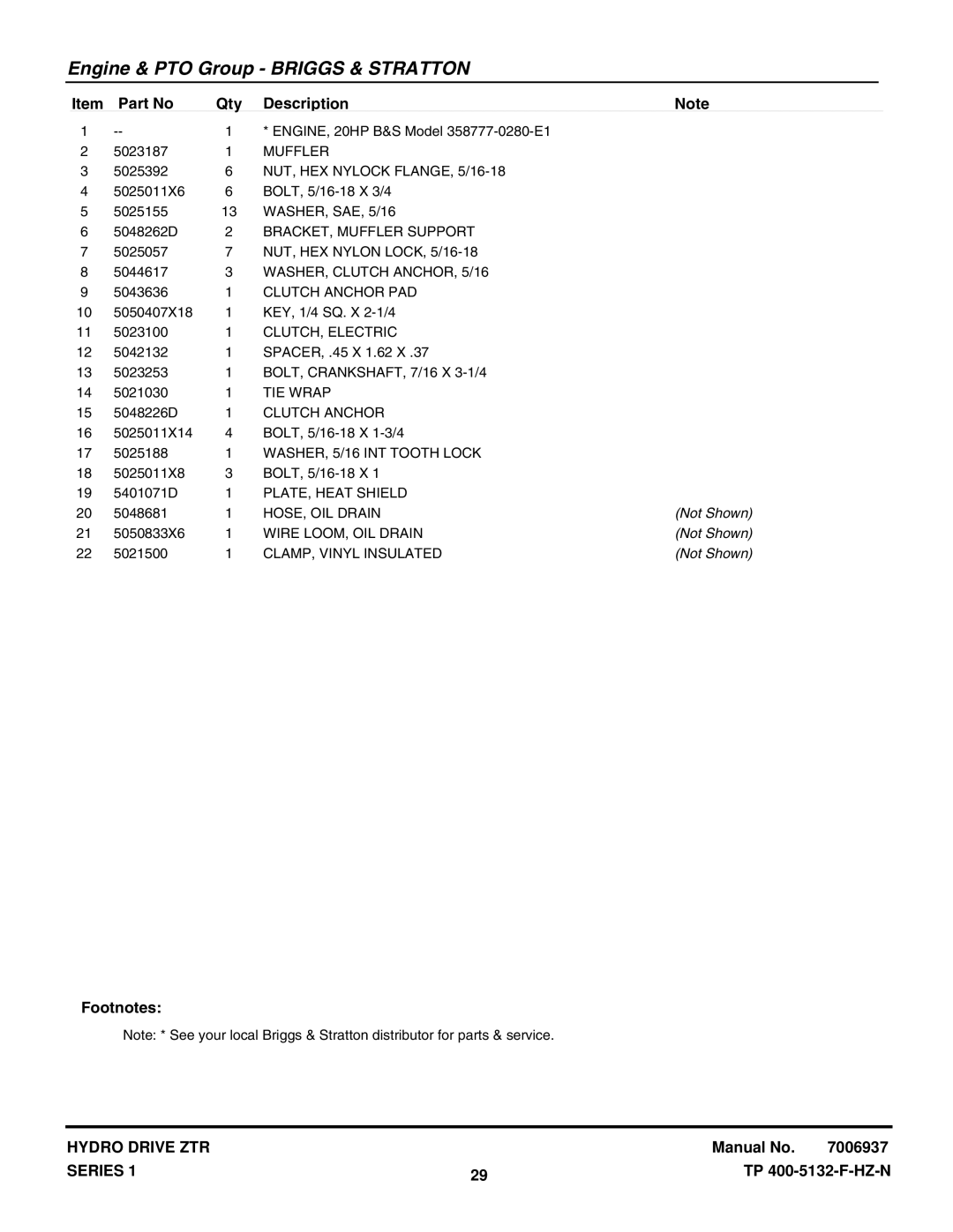 Snapper ZT18441KHC (5900608) NUT, HEX Nylock FLANGE, 5/16-18, WASHER, SAE, 5/16, BRACKET, Muffler Support, TIE Wrap 