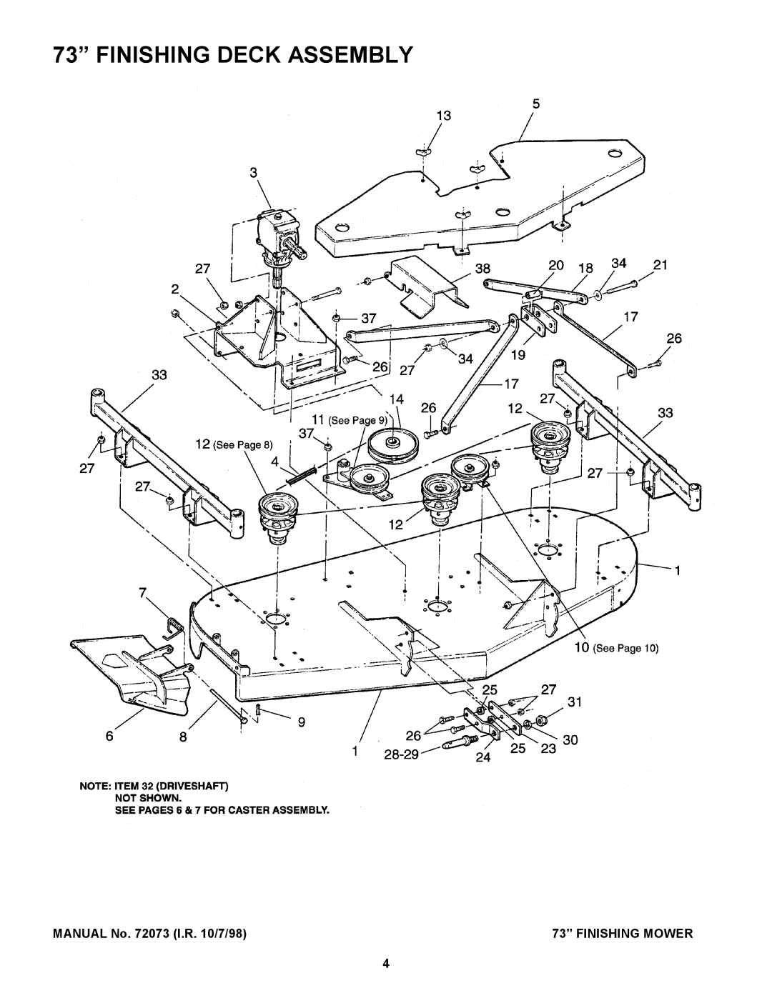 Snapper Finishing Mower manual Finishing Deck Assembly 