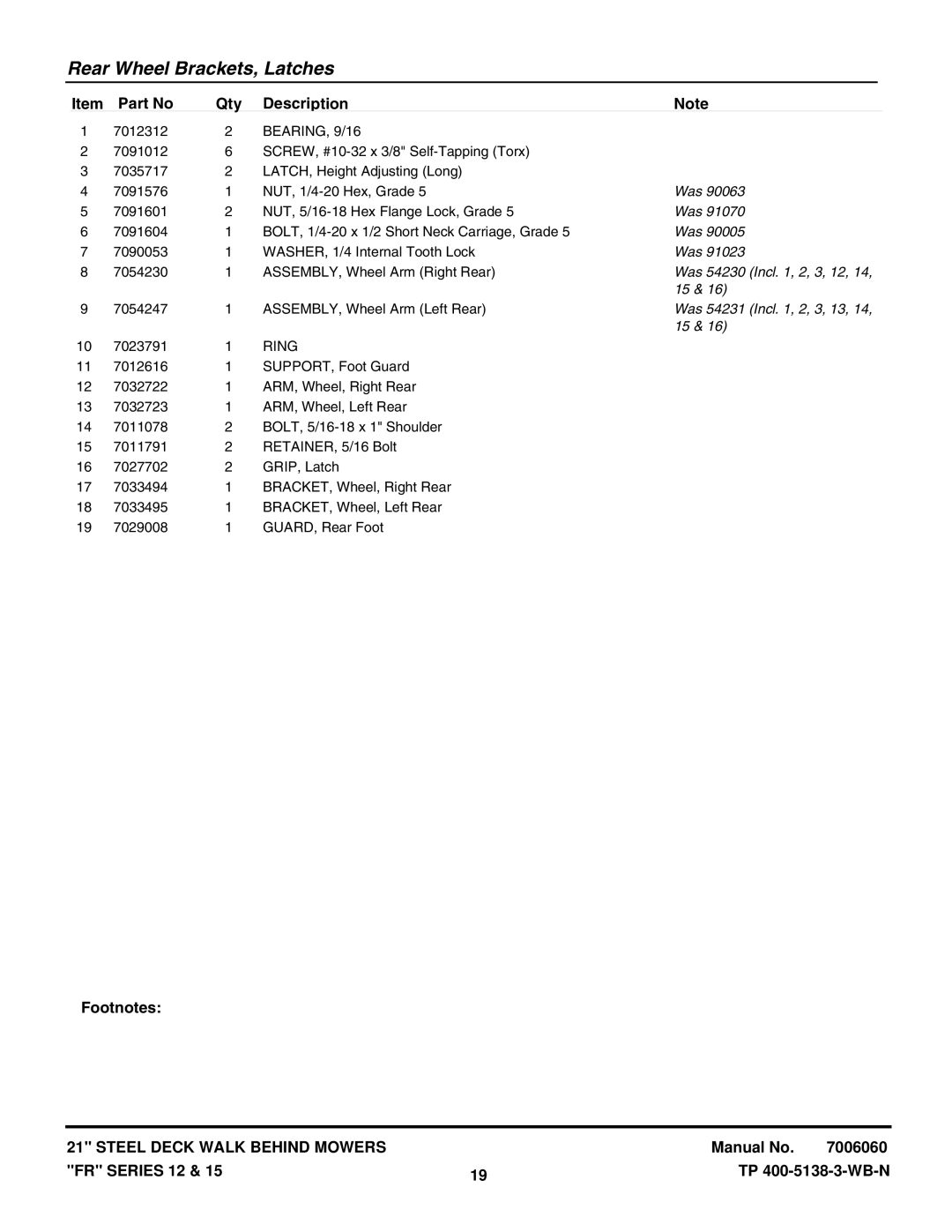 Snapper FRP216012E, FRPS216015E, NFRP216012E, NFRP216012E manual Was 54230 Incl , 2, 3, 12, Was 54231 Incl , 2, 3, 13 