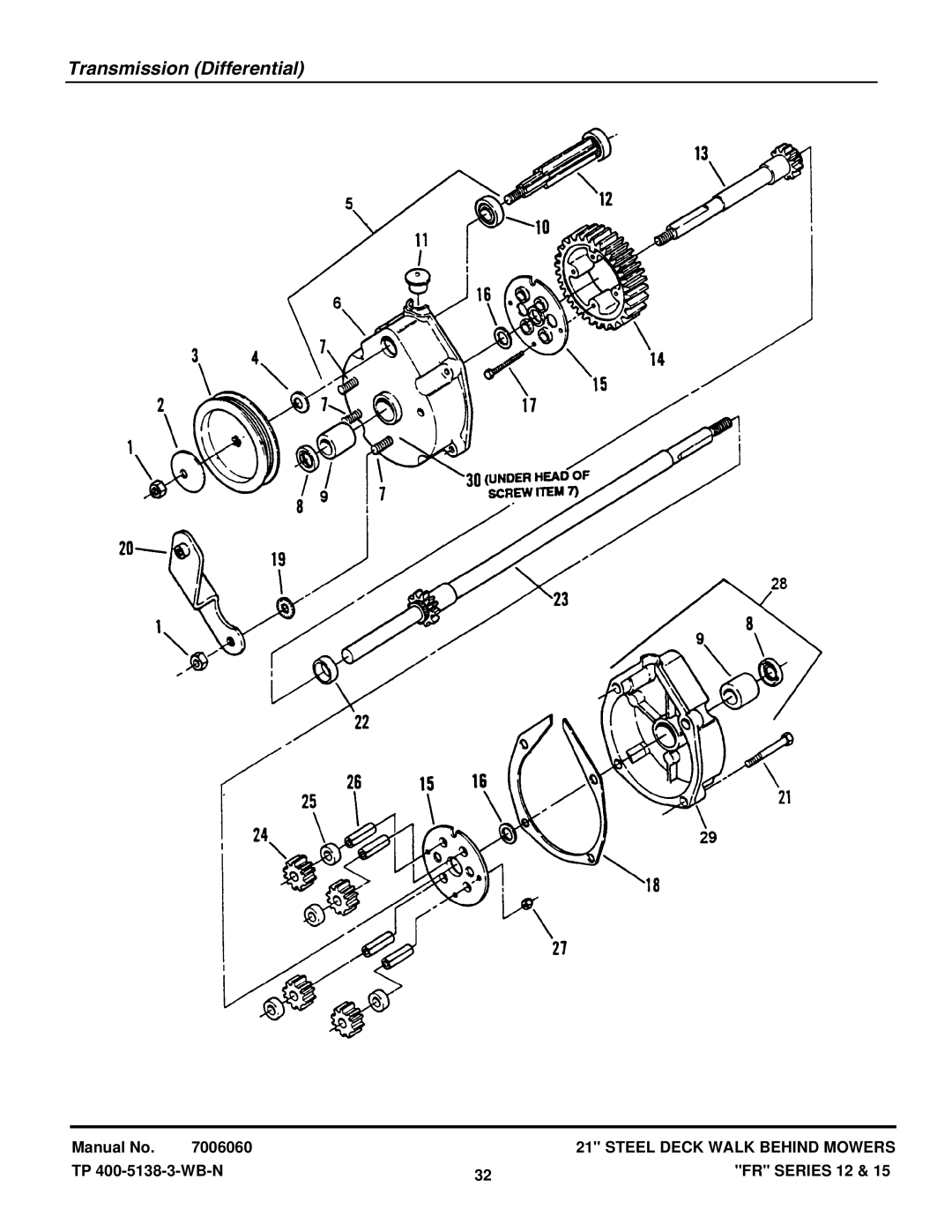 Snapper FRP216012E, FRPS216015E, NFRP216012E, NFRP216012E manual Transmission Differential 