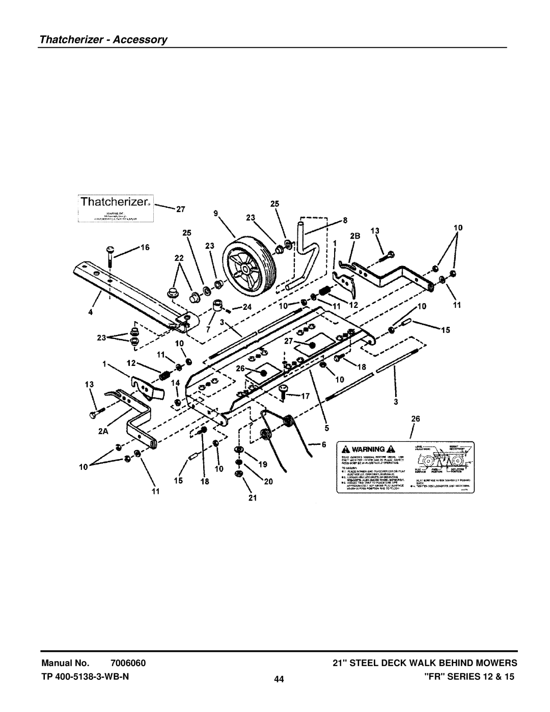 Snapper FRP216012E, FRPS216015E, NFRP216012E, NFRP216012E manual Thatcherizer Accessory 