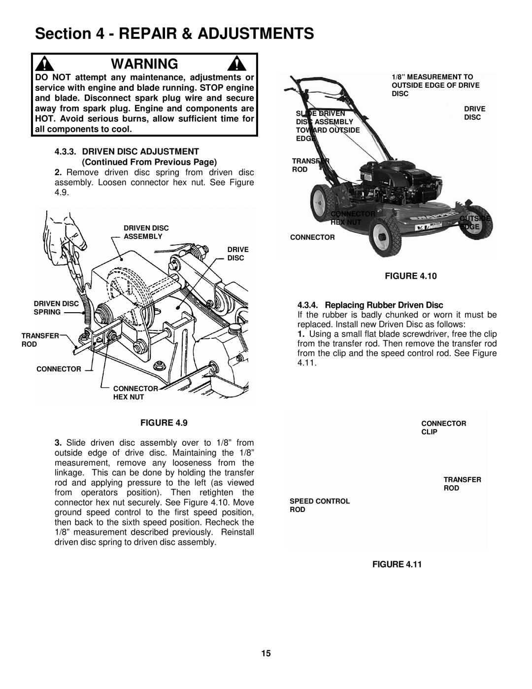 Snapper FRP2167517BV important safety instructions Replacing Rubber Driven Disc 