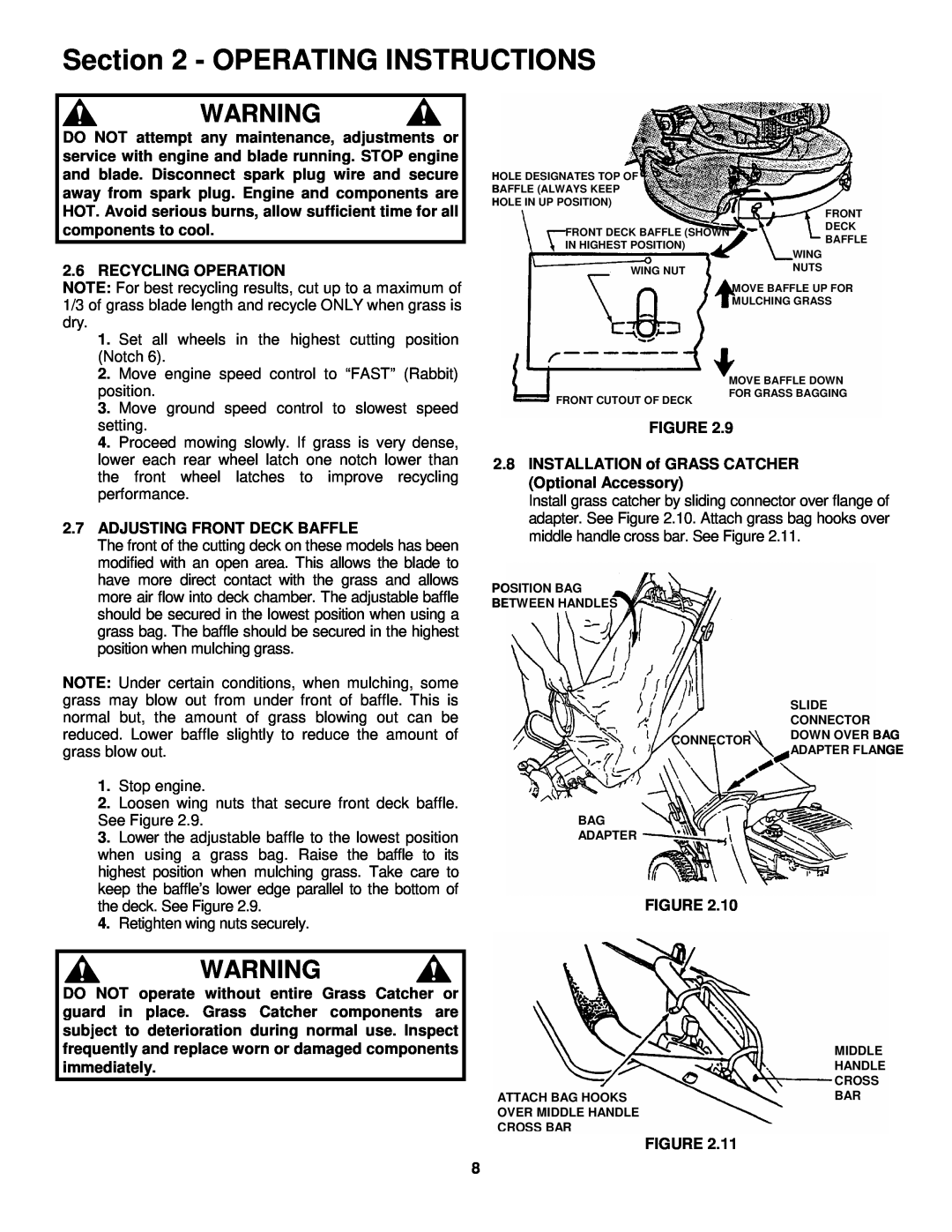 Snapper FRP2167517BV important safety instructions Operating Instructions, Recycling Operation 