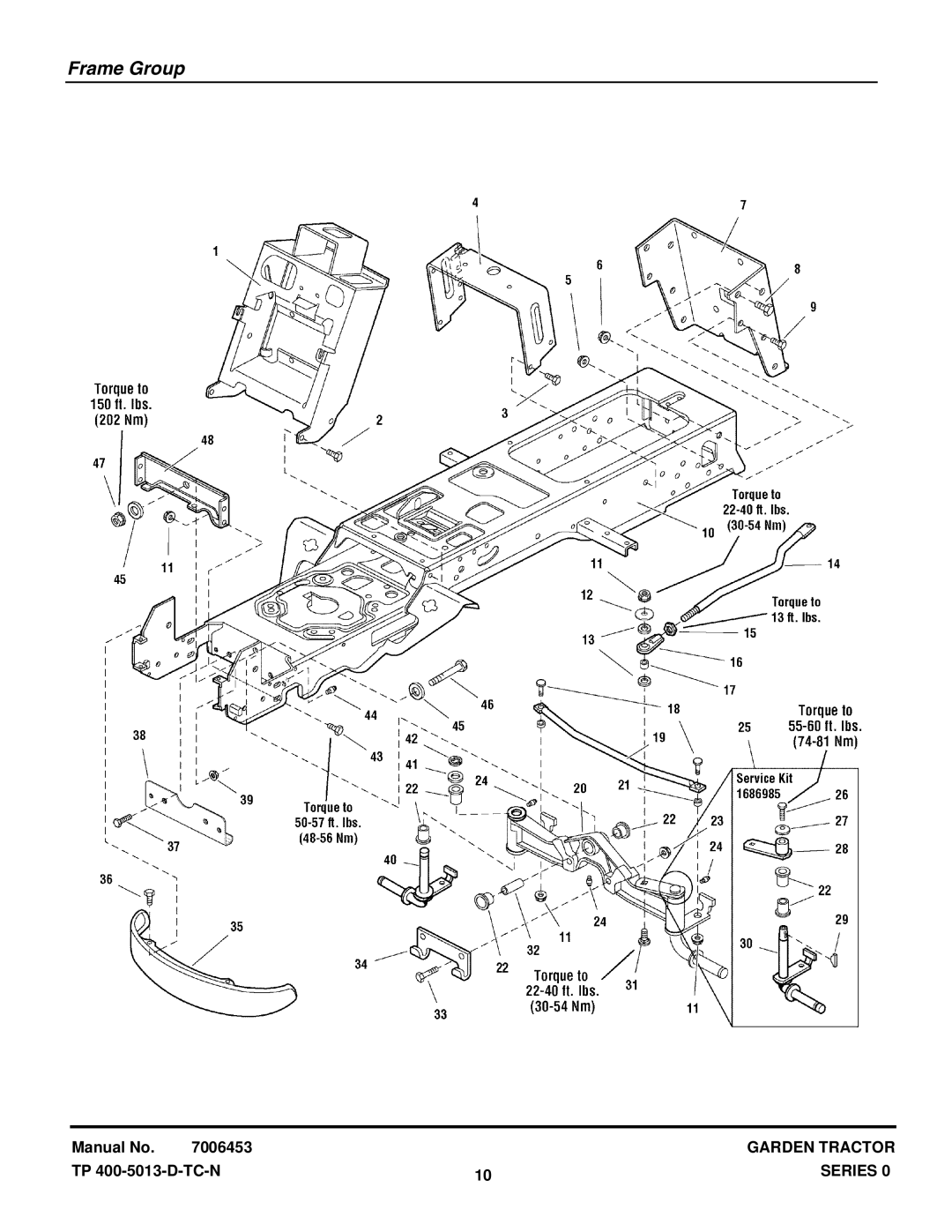 Snapper GT2354 (2690118), GT2354 (2690069), GT2354 (1694370) manual Frame Group 