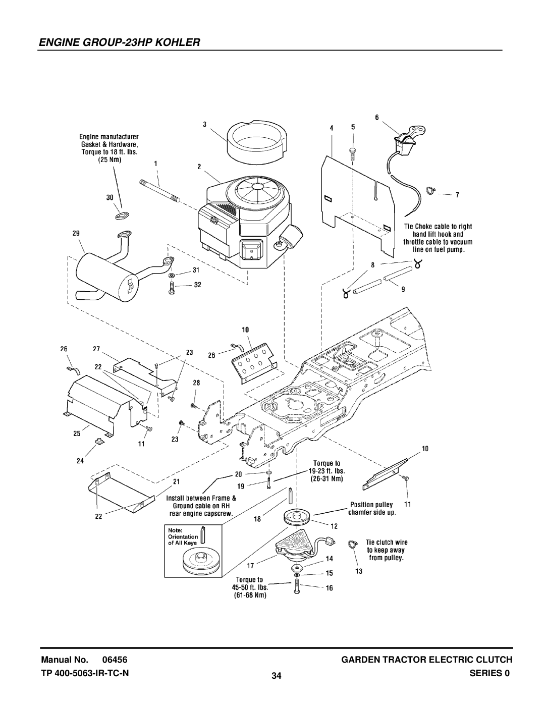 Snapper GT23540 manual Engine GROUP-23HP Kohler 