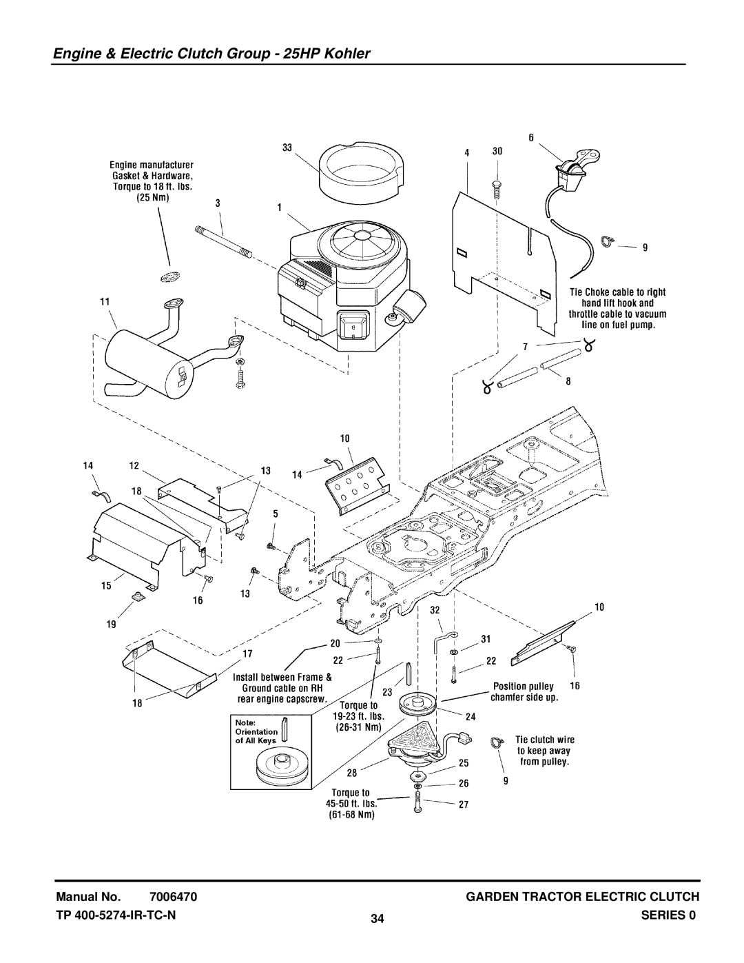 Snapper GT255400 (2690630) manual Engine & Electric Clutch Group 25HP Kohler 