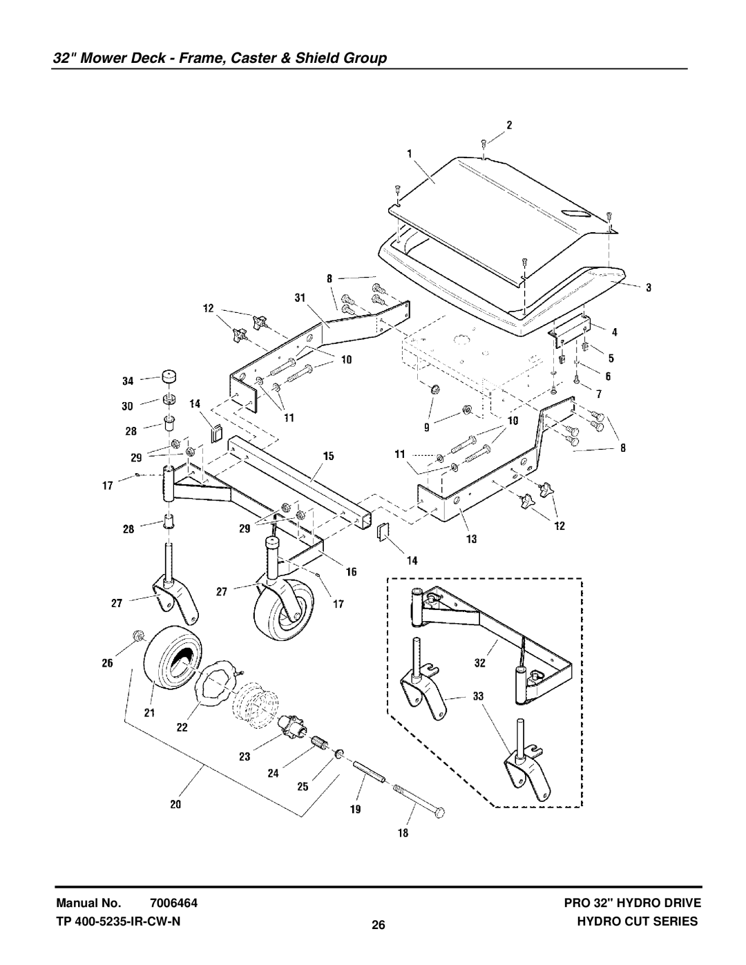 Snapper HC32KAV13E manual Mower Deck Frame, Caster & Shield Group 