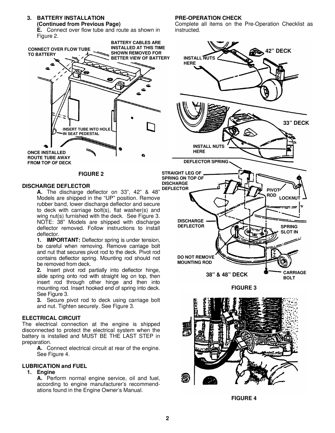 Snapper HD4685, HD4686 manual PRE-OPERATION Check, Discharge Deflector, Electrical Circuit 