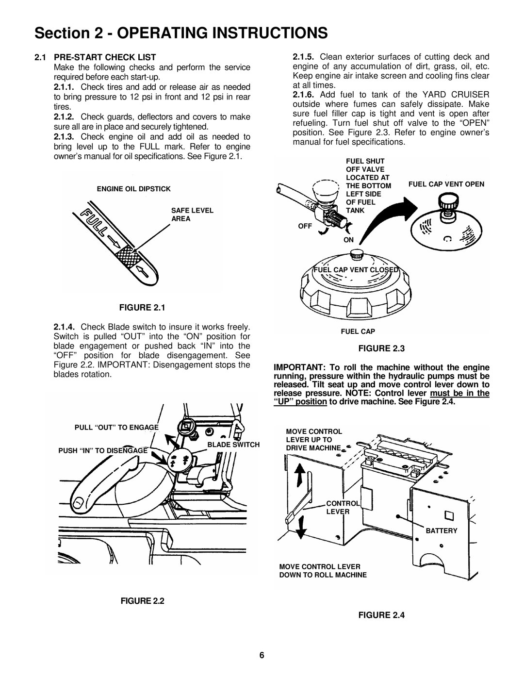 Snapper HZS14331BVE, HZS14381BVE, HZS15421KVE, HZS15422KVE, HZS18482BVE Operating Instructions, PRE-START Check List 