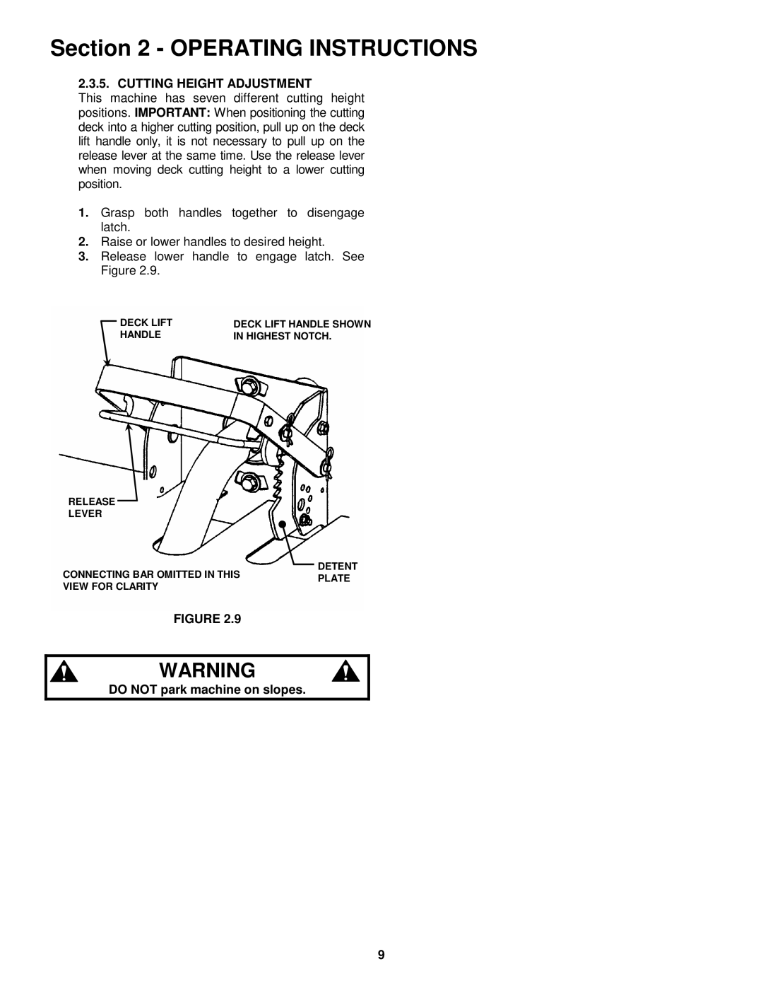 Snapper HZS14331BVE, HZS14381BVE, HZS15421KVE, HZS15422KVE, HZS18482BVE Cutting Height Adjustment 