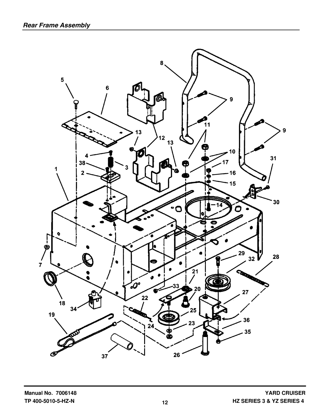 Snapper HZS18483BVE, HZS15423KVE, YZ16424BVE, YZ20484BVE manual Rear Frame Assembly 