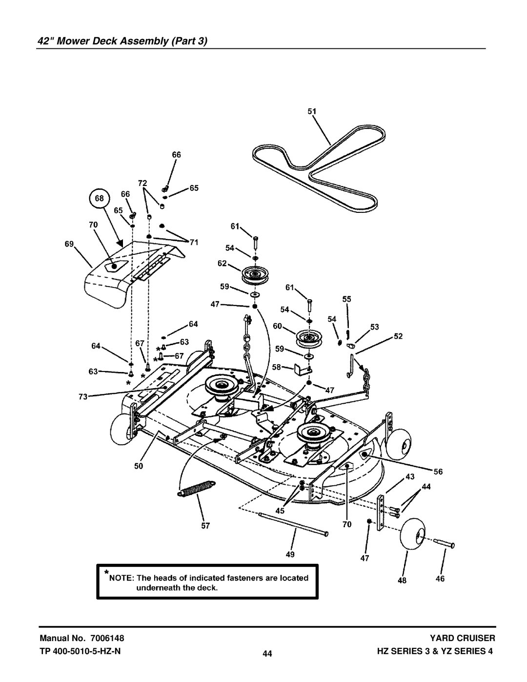 Snapper HZS18483BVE, HZS15423KVE, YZ16424BVE, YZ20484BVE manual Mower Deck Assembly Part 