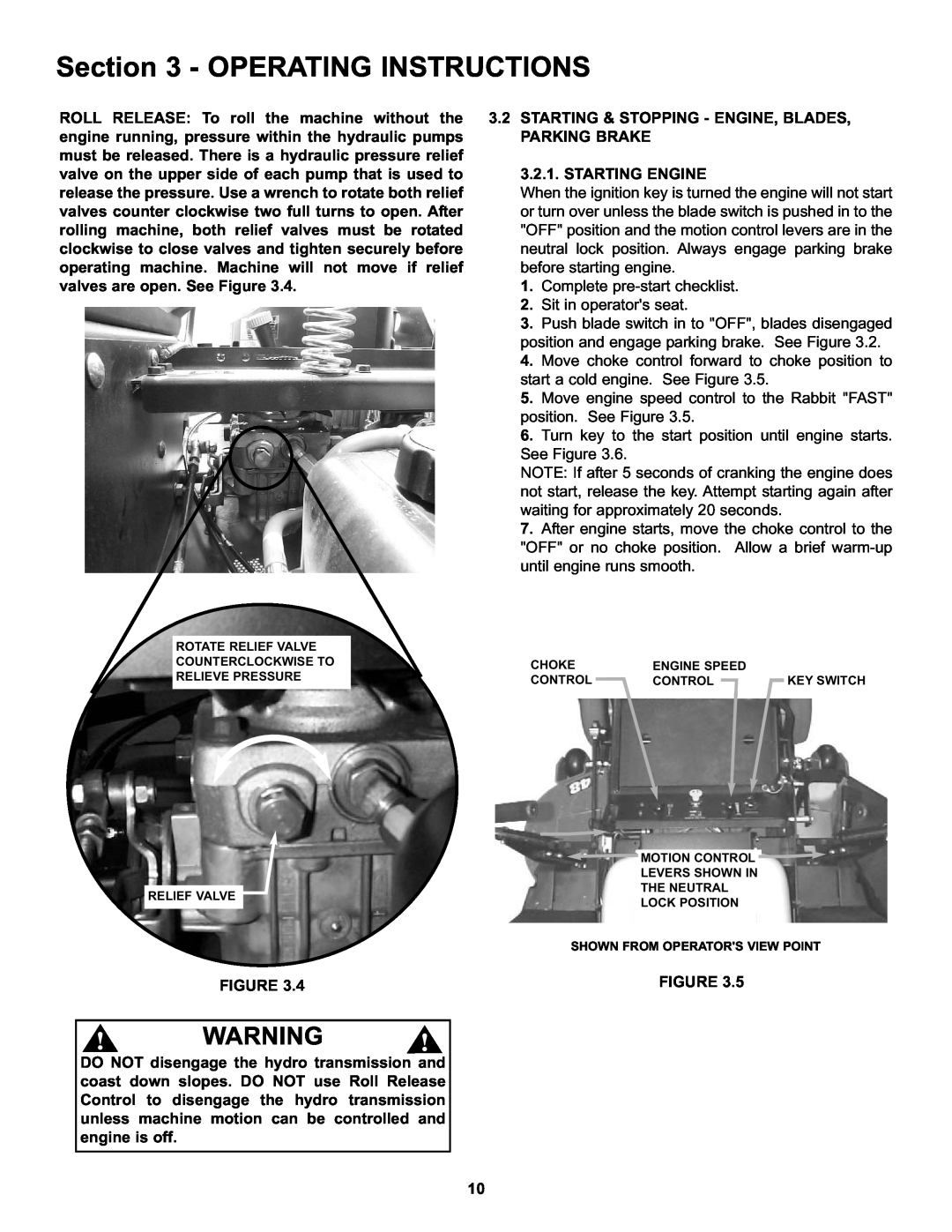 Snapper HZT21481BV important safety instructions Operating Instructions, Starting Engine 