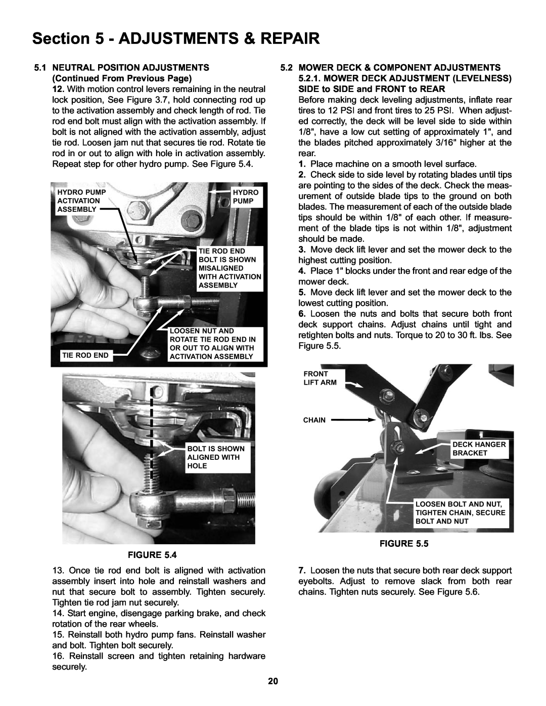 Snapper HZT21481BV Adjustments & Repair, Mower Deck & Component Adjustments, Mower Deck Adjustment Levelness 