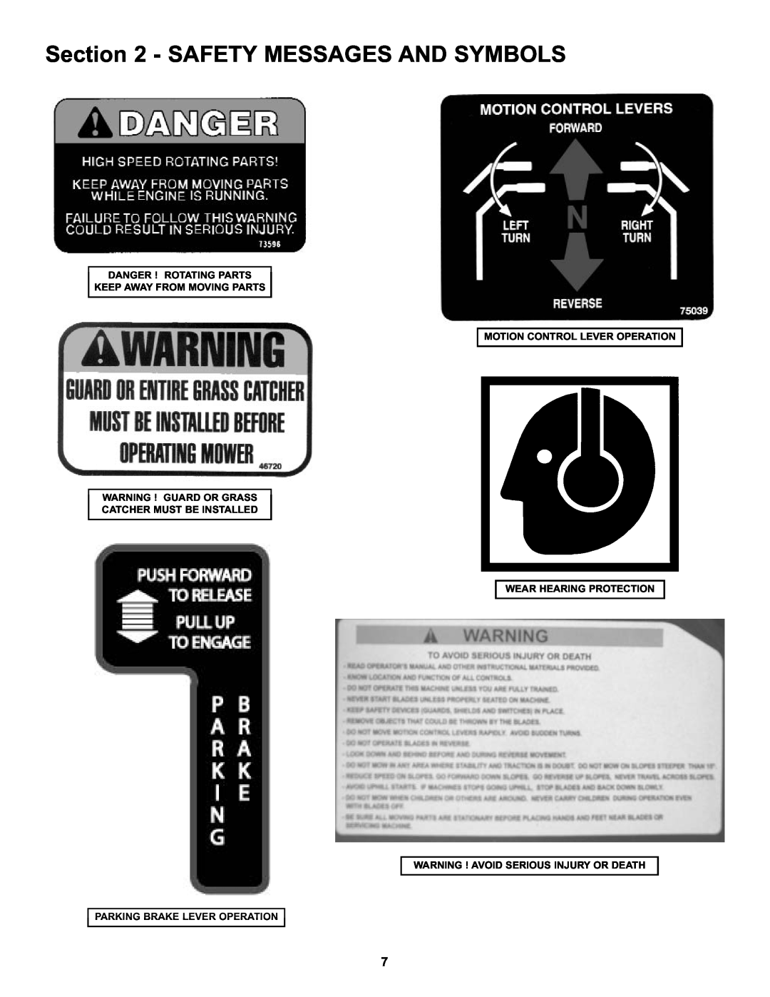 Snapper HZT21481BV Safety Messages And Symbols, Danger ! Rotating Parts, Keep Away From Moving Parts 