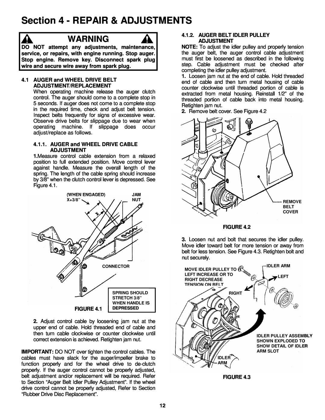 Snapper I55223, I7243 important safety instructions Repair & Adjustments 
