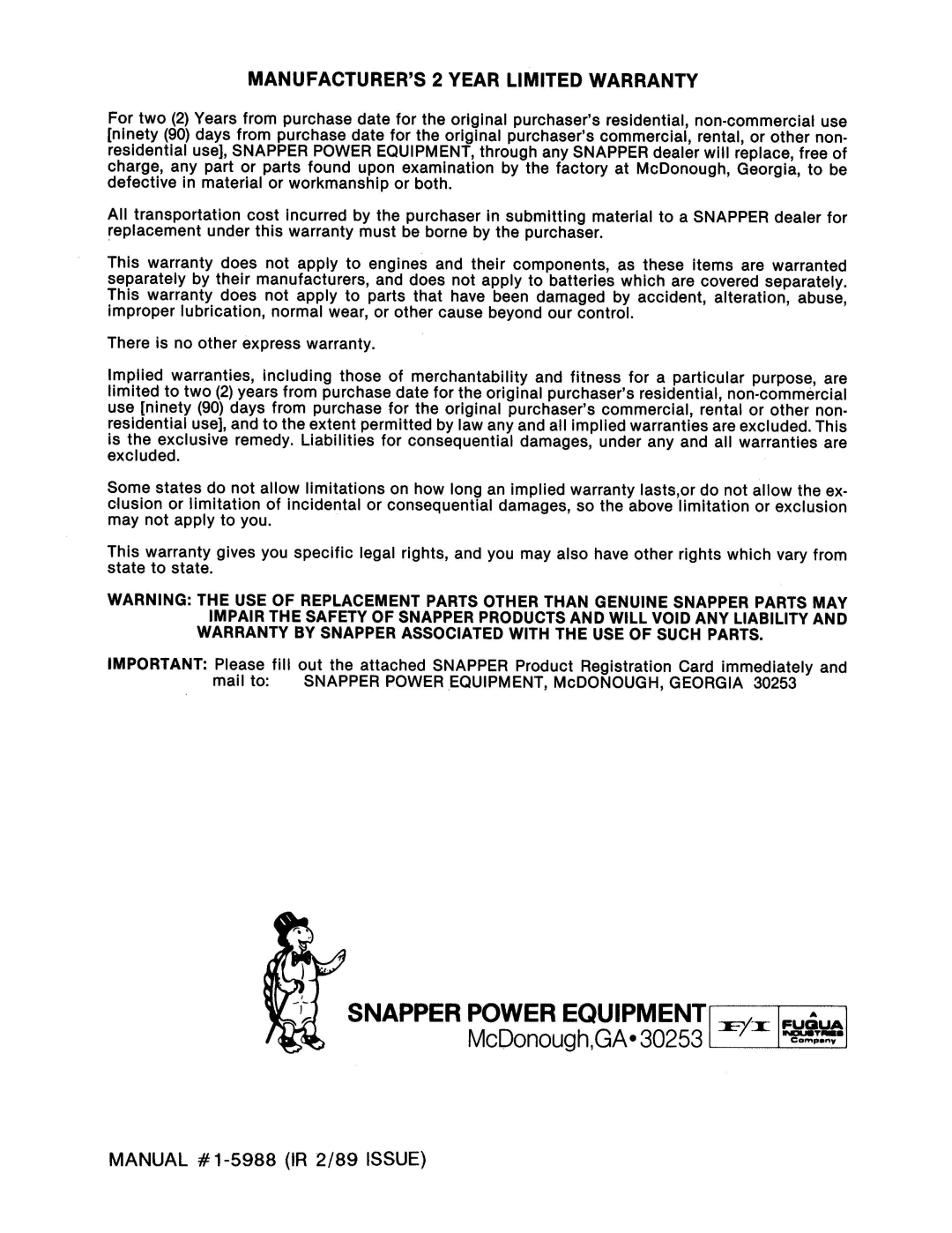 Snapper I5241, I6241, I4221 manual 