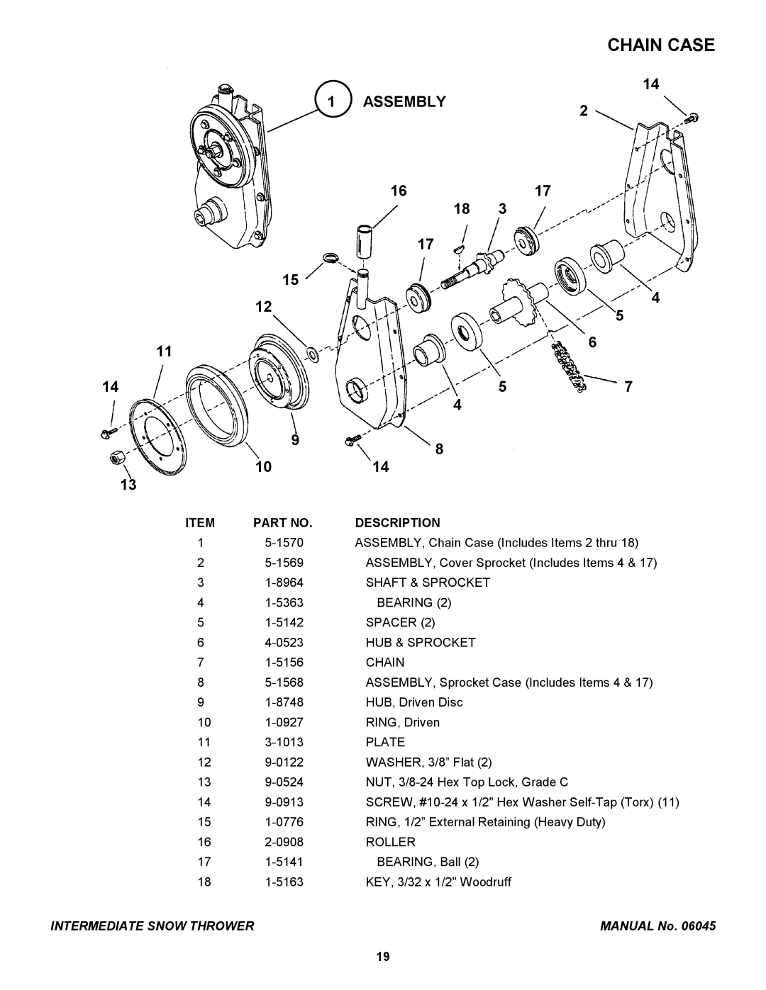 Snapper I4223, I6223, EI55223, EI5223, EI7243 manual Chain Case, Assembly 