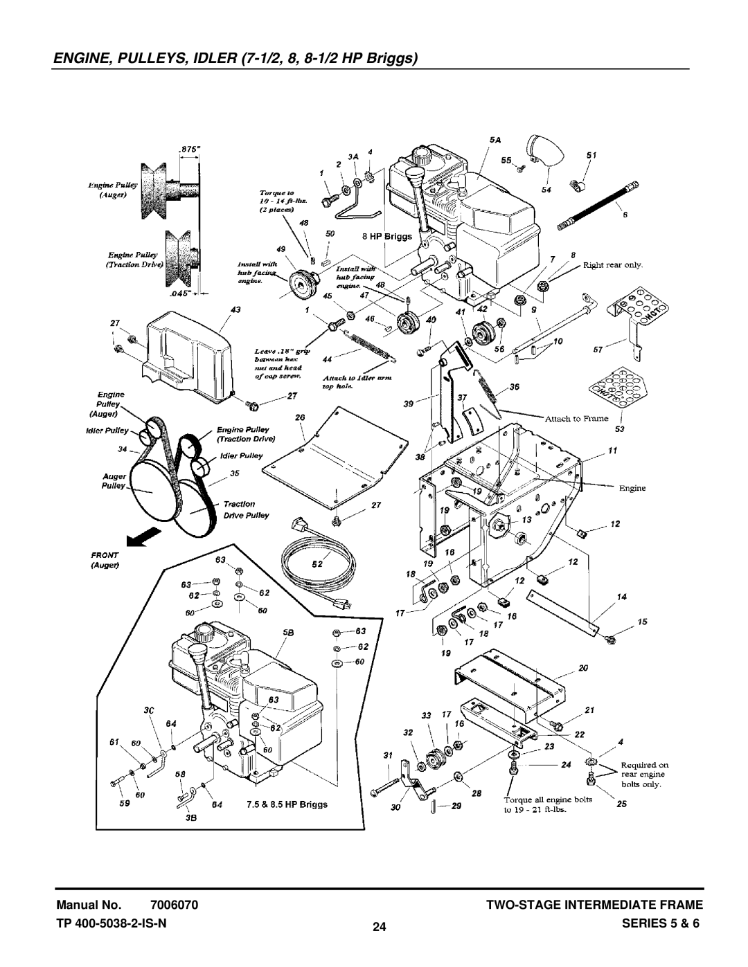 Snapper EI8245, I75225, EI85245, EI75246E, EI5225, I85245E75225, I8245E ENGINE, PULLEYS, Idler 7-1/2, 8, 8-1/2 HP Briggs 