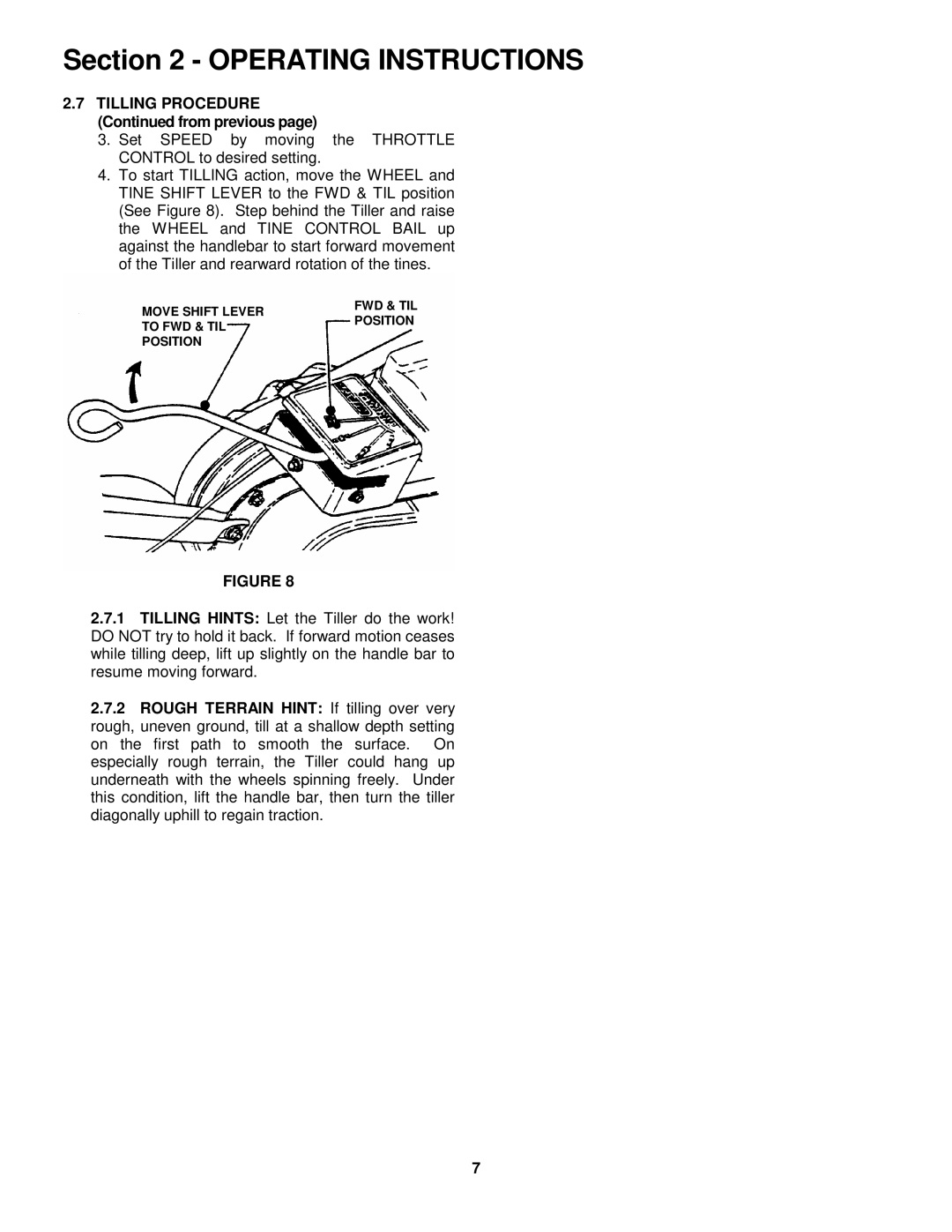 Snapper IR5003B, NIR5003B important safety instructions Tilling Procedure from previous 