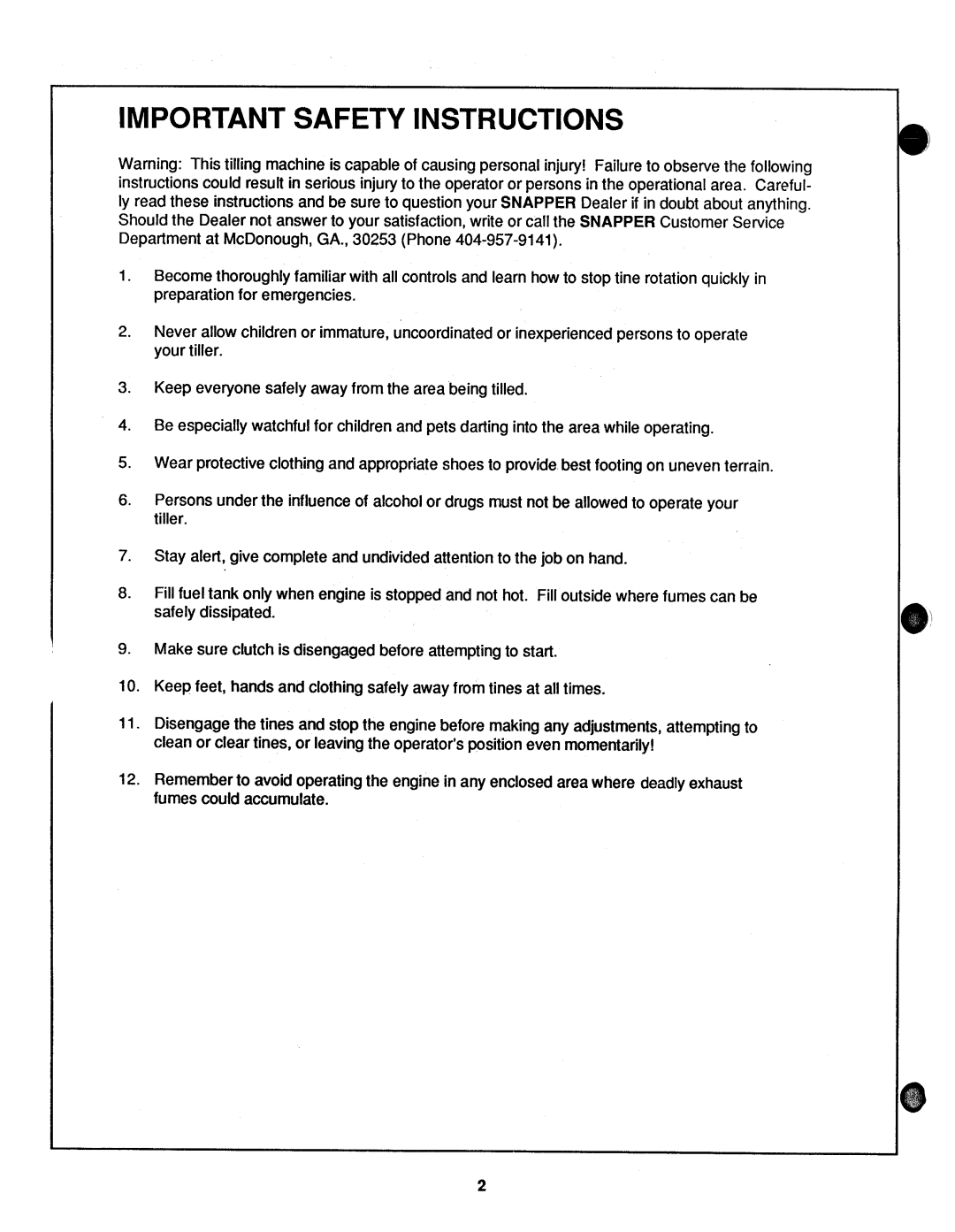 Snapper IRT4 Series 1 manual 