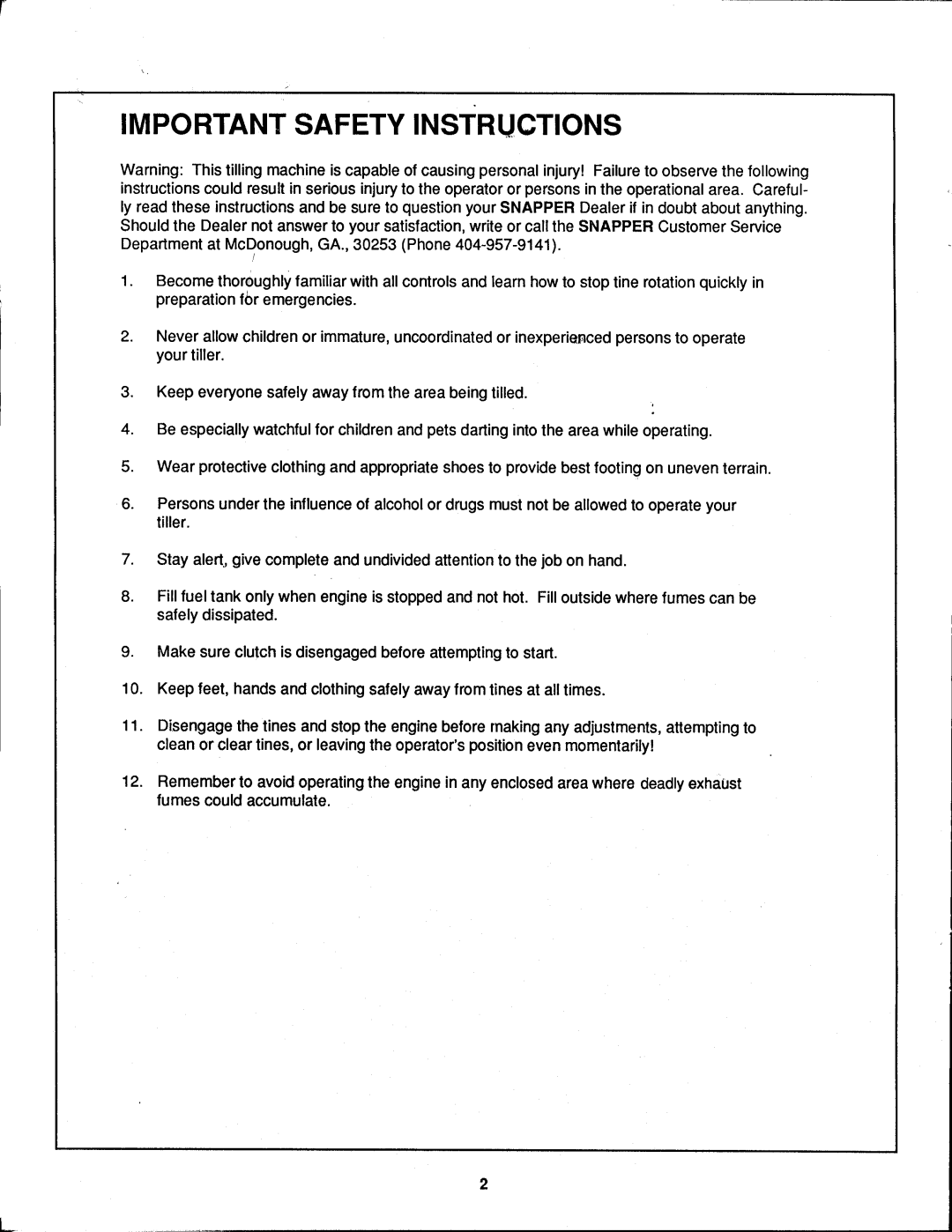 Snapper IRT4 Series 2 manual 