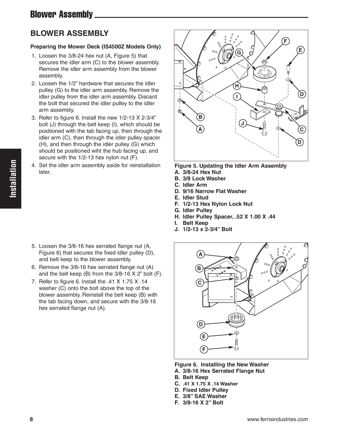 Snapper IS2000Zc, IS1500Z manual Blower Assembly, Preparing the Mower Deck IS4500Z Models Only 