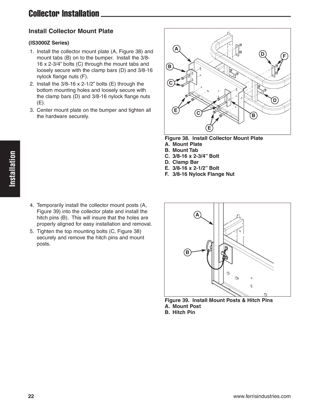 Snapper IS2000Zc, IS1500Z manual IS3000Z Series, Install Mount Posts & Hitch Pins 