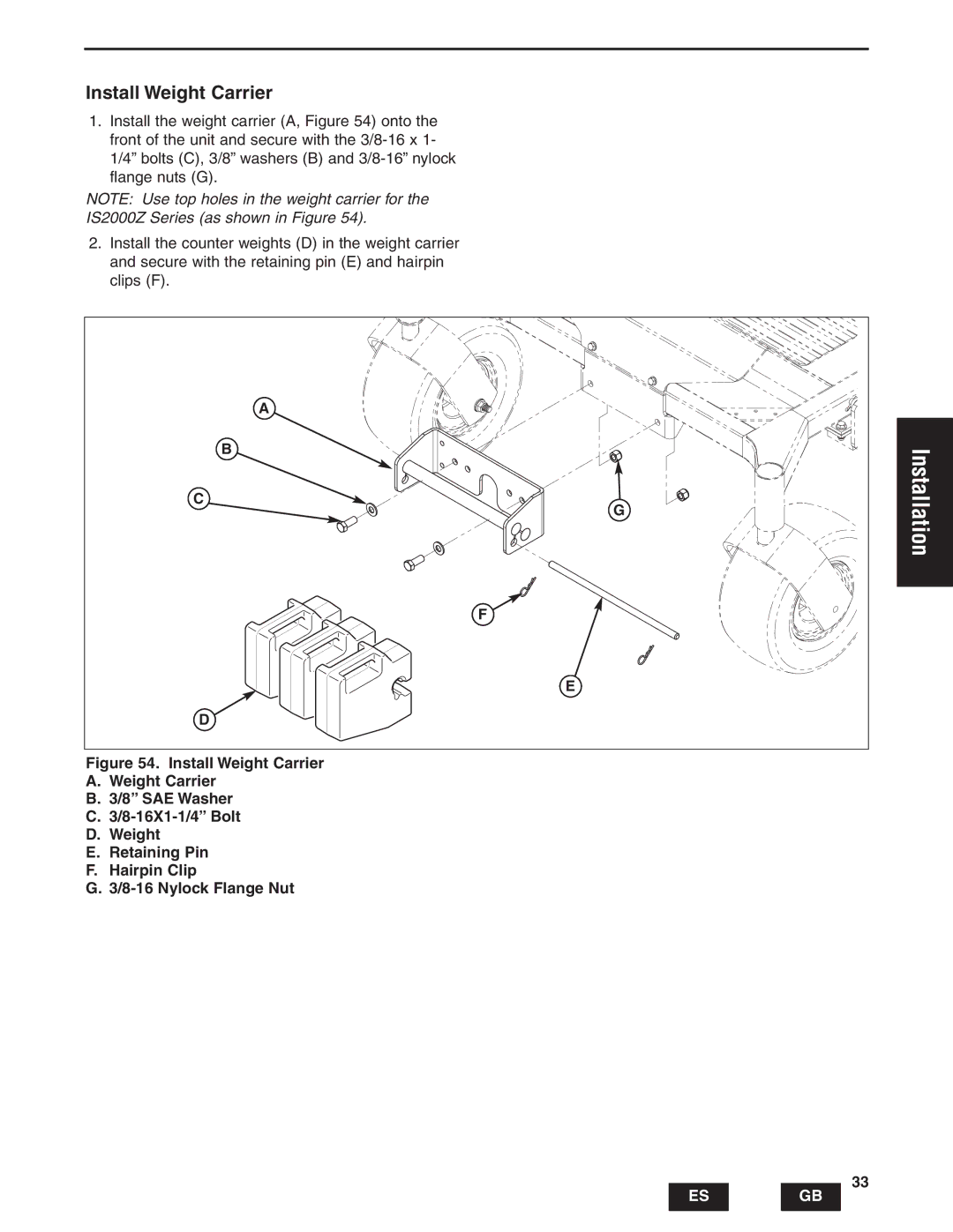 Snapper IS1500Z, IS2000Zc manual Installation 